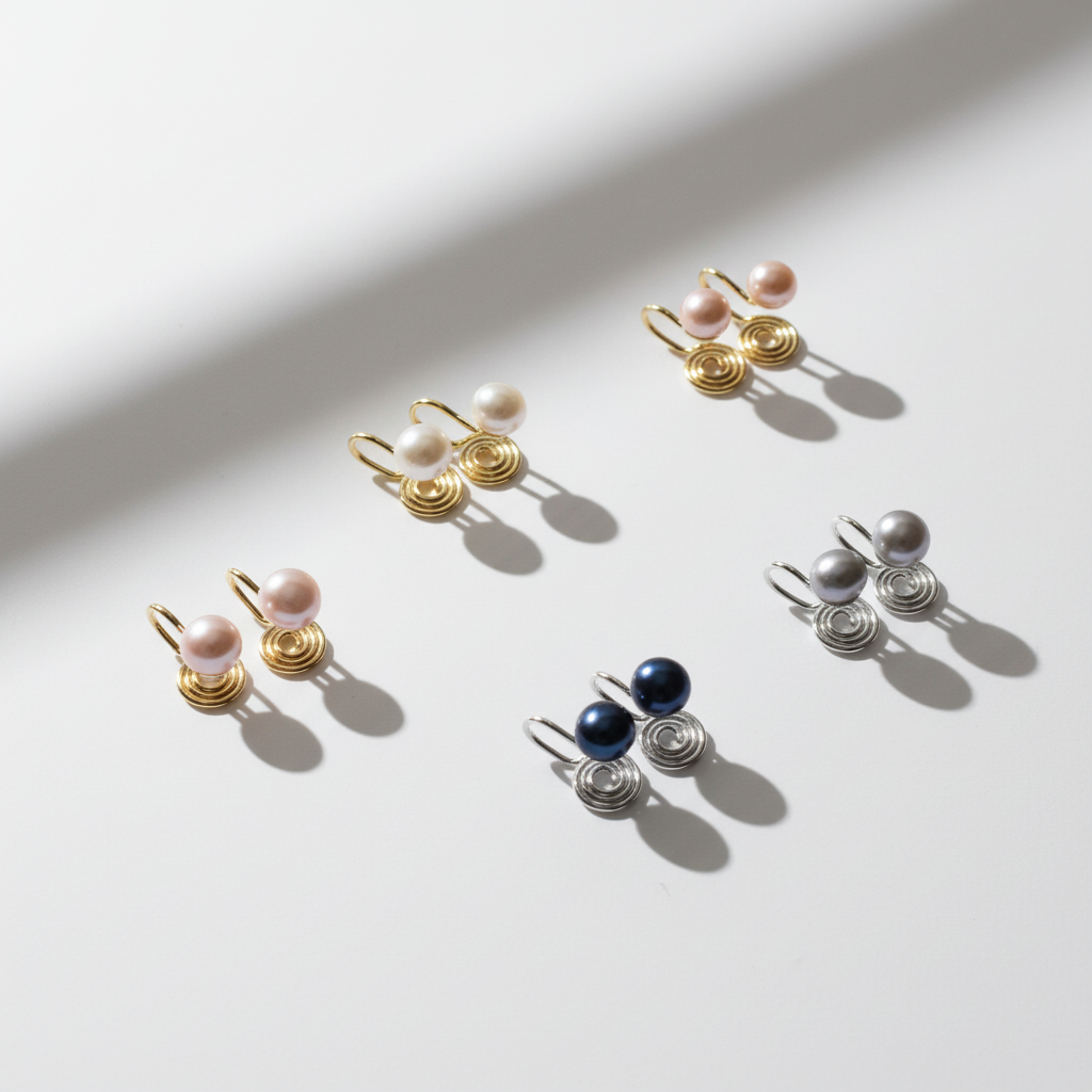 Non Pierced Clip On Pearl Stud Earrings