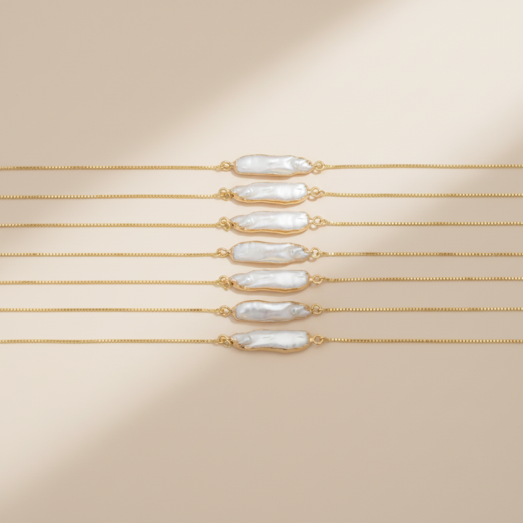 Gold Dipped Biwa Pearl Slider Bracelet