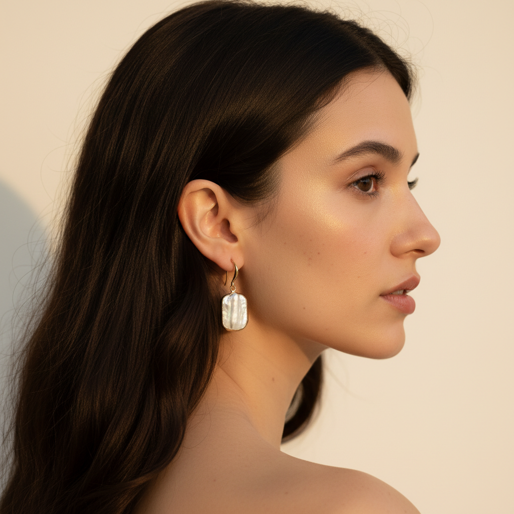 Gold-Accented Baroque Pearl Dangle Earrings