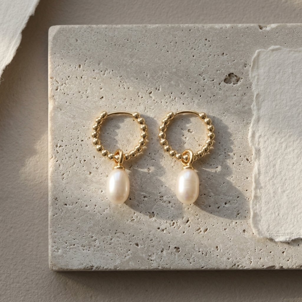 Minimalist Pearl Hoop Earrings