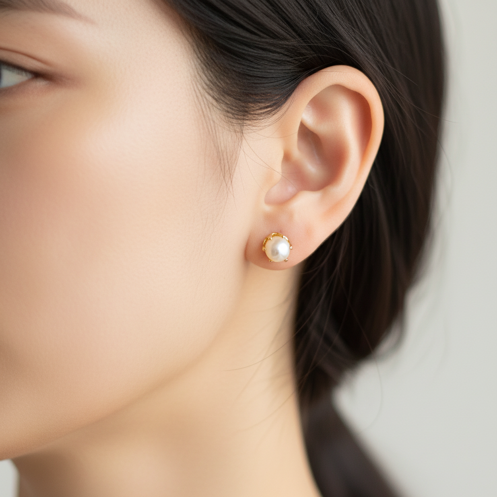 Flower Crown Freshwater Pearl Stud Earrings 6-7mm