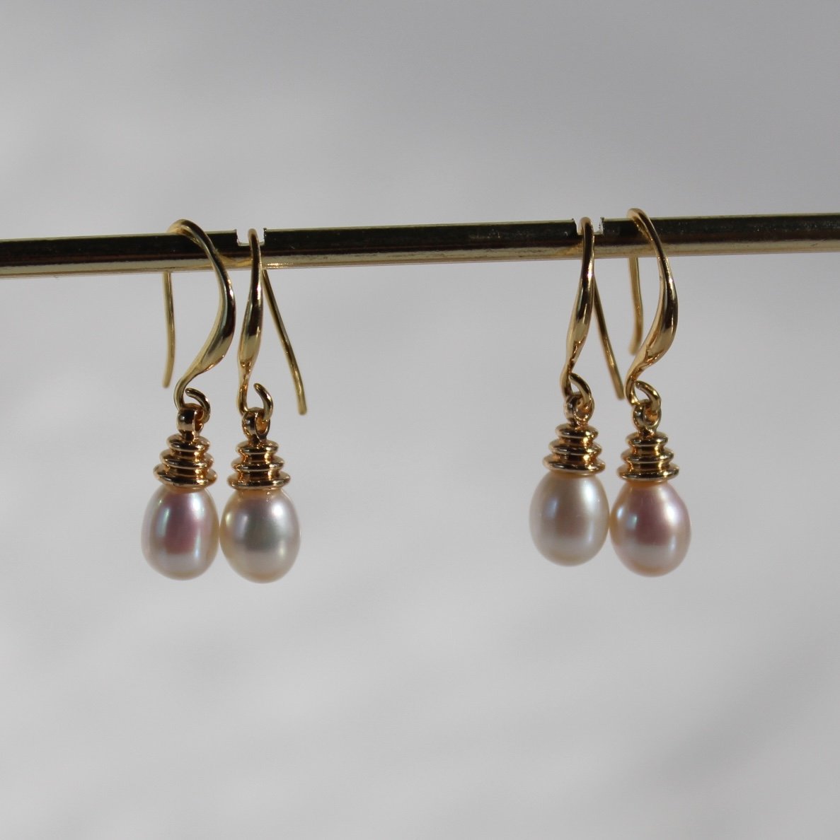Gold Pearl Drop Earrings