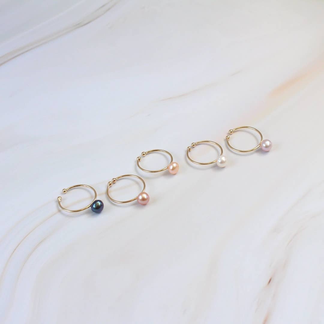 Minimalist Freshwater Pearl Stacking Ring